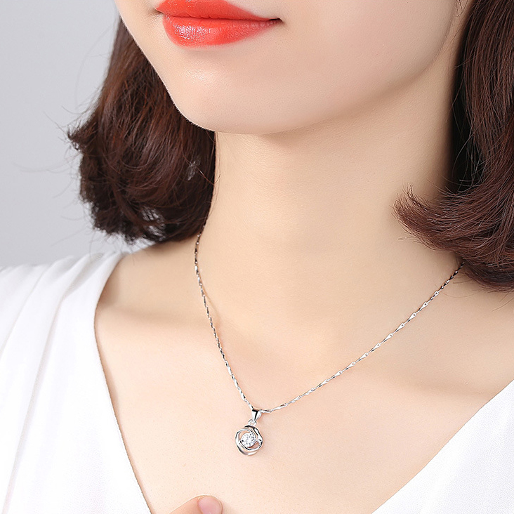 925 Sterling Silver LOVE Square Brand Necklace Short Neck Chain Necklace Jewelry