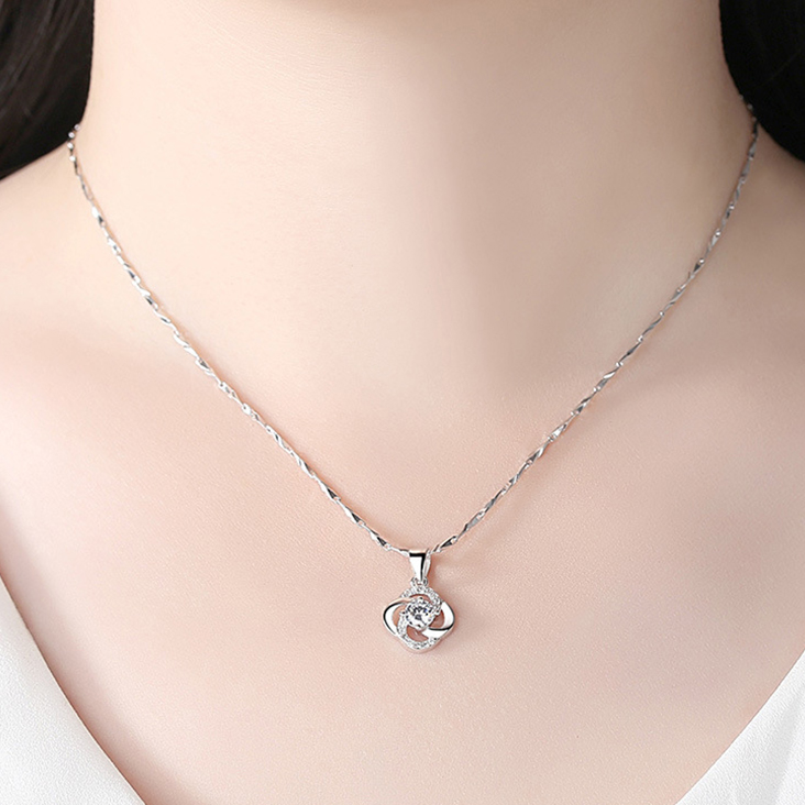 Fashion accessories pendant ladies heart-shaped circle ring with diamond pendants long necklace girls jewelry